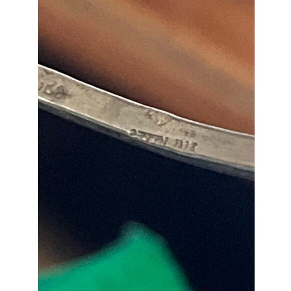 Vintage Alpaca Mexico Bangle Bracelet Red Abalone Small Hinged Letter S Pink Bla - Picture 12 of 15